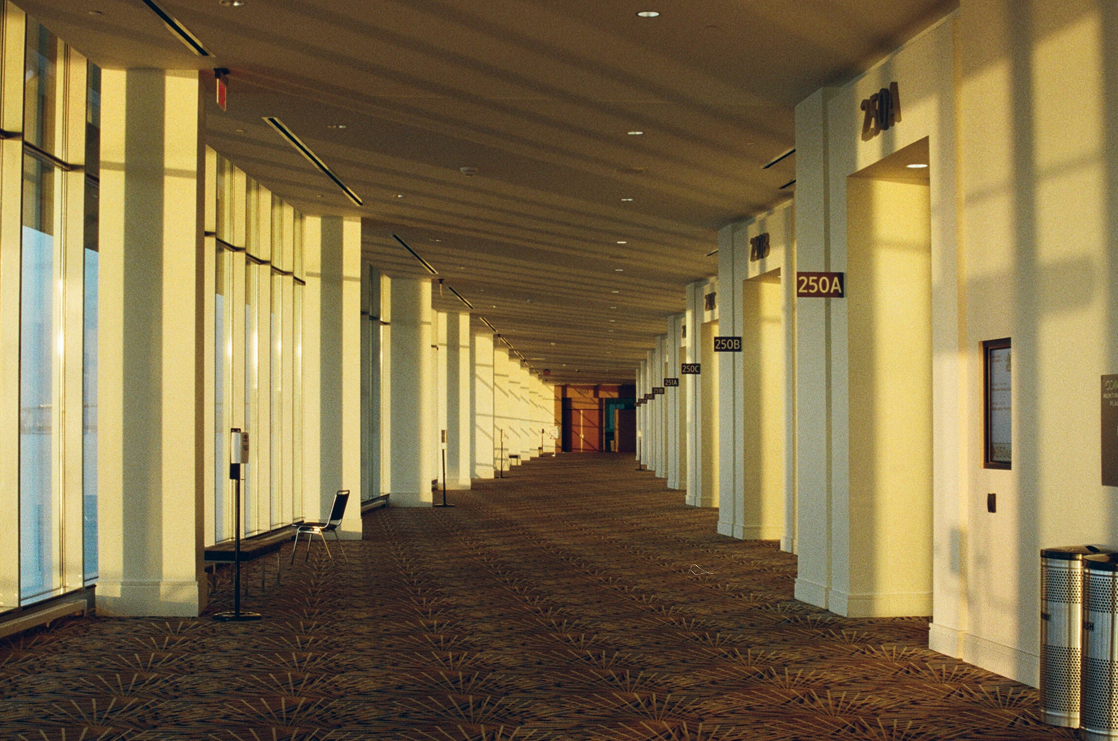 The hallway leading to one of the presentation rooms. Canon Rebel G, EF 38-76 1:4-5.6, Fuji 400